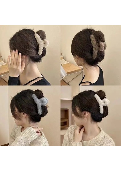 Sonbahar ve Kış Için Büyük Boy 11 cm Klasik Peluş Saç Klipsi, Çok Yönlü Saç Miktarı ile Kafa Peluş Saç Klipsi (Yurt Dışından)