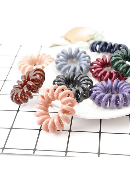 Adet 10 Renk Esneklik Telefon C Hairbands Kadın Spiral Saç Bağları Kızlar Saç Halkaları Halat Telefon Teli Saç Aksesuarları (Yurt Dışından)