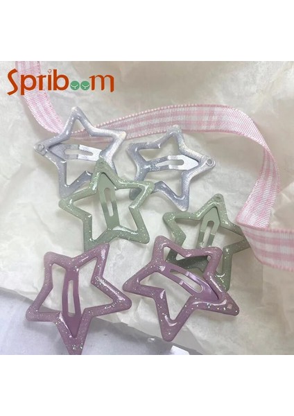 Renkli Yıldız Bb Saç Klipleri Kızlar Kadınlar Için Y2K Sevimli Tokalarım Parlayan Headdress Basit Metal Basmalı Klips Saç Takı Aksesuarları (Yurt Dışından)