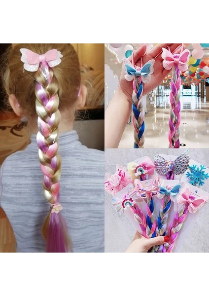 2021 Yeni Kızlar Sevimli Karikatür Yay Kelebek Renkli Örgü Kafa Bandı Çocuklar At Kuyruğu Tutucu Lastik Bantlar Moda Saç Aksesuarları (Yurt Dışından)