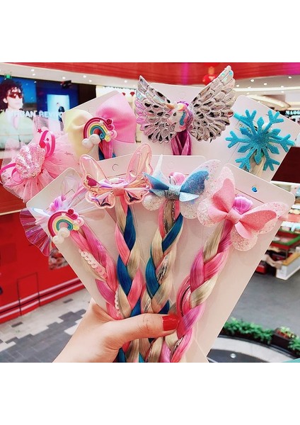 2021 Yeni Kızlar Sevimli Karikatür Yay Kelebek Renkli Örgü Kafa Bandı Çocuklar At Kuyruğu Tutucu Lastik Bantlar Moda Saç Aksesuarları (Yurt Dışından) fiyatları