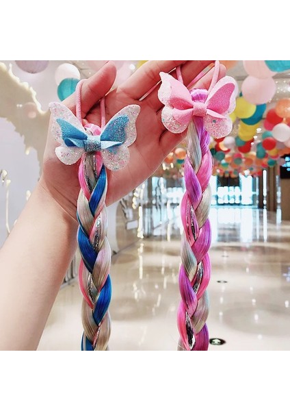 2021 Yeni Kızlar Sevimli Karikatür Yay Kelebek Renkli Örgü Kafa Bandı Çocuklar At Kuyruğu Tutucu Lastik Bantlar Moda Saç Aksesuarları (Yurt Dışından) modelleri