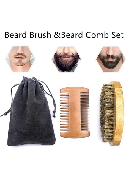Doğal Taraklar Sakal Çevre Dostu Tıraş Fırçası Sakal Tarak Seti Erkekler Için Sakal Bıyık Onarım Seti Kıl Saç Profesyonel (Yurt Dışından)