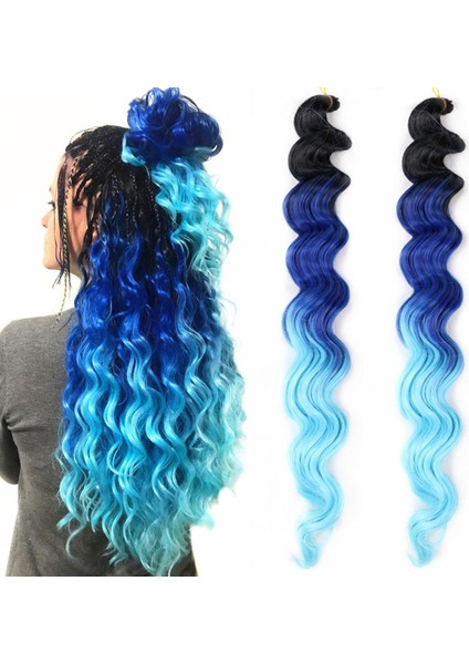 Tam Yıldız Sentetik Saç Ombre Derin Dalga Toplu Tığ Örgüler Siyah Kahverengi Pembe Gri Yeşil Mor Mavi Renk Büküm Örgü Saç (Yurt Dışından)