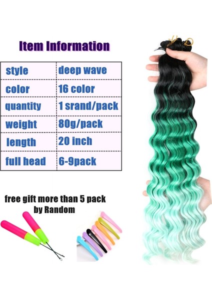 Tam Yıldız Sentetik Saç Ombre Derin Dalga Toplu Tığ Örgüler Siyah Kahverengi Pembe Gri Yeşil Mor Mavi Renk Büküm Örgü Saç (Yurt Dışından) fırsatları