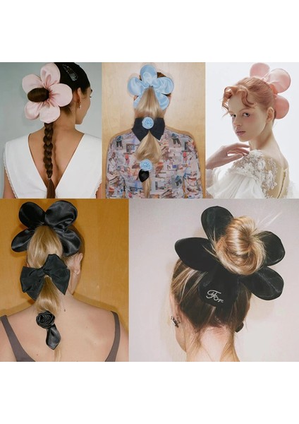 Çiçek Scrunchies At Kuyruğu Tutucu Saç Halat Büyük Boy Kalın Elastik Kabarık Saç Bağları Büyük Çiçek Şekli Saten Scrunchies El Yapımı (Yurt Dışından) fırsatları