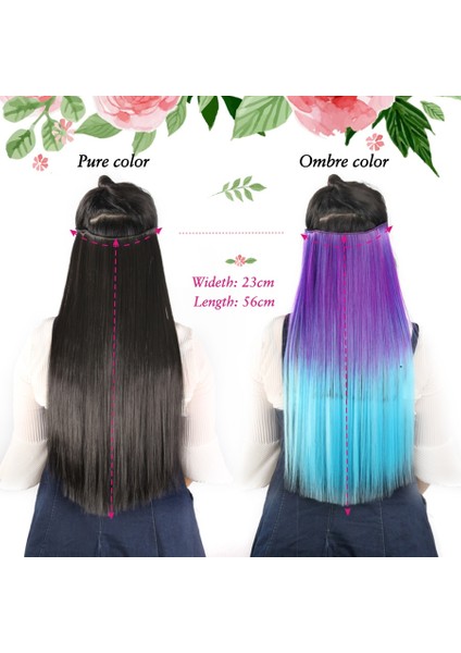 Sentetik 22 Inç Klipler Saç Uzatma Uzun Düz Sentetik Saç Uzantıları 5 Klip Ombre Siyah Kahverengi Kırmızı Gri Postiş (Yurt Dışından) fiyatları