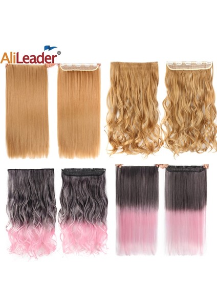Sentetik 22 Inç Klipler Saç Uzatma Uzun Düz Sentetik Saç Uzantıları 5 Klip Ombre Siyah Kahverengi Kırmızı Gri Postiş (Yurt Dışından) indirimleri