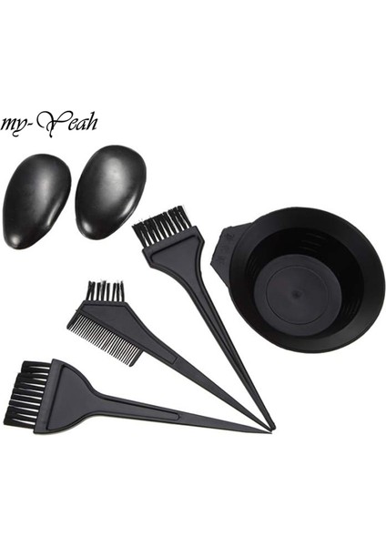 Myyeah 5 Adet/takım Boyama Boyası Tarak Karıştırma Kasesi Fırça Kulaklık Seti Siyah Plastik Saç Rengi Berber Salonu Tonu Kuaförlük Şekillendirici Araçları (Yurt Dışından)
