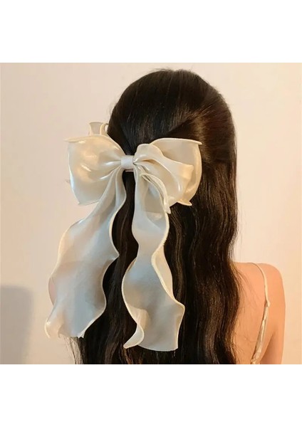 Çift Yay Firkete Parlak Şerit Saç Tokası Düz Renk Bahar Klipsi Saç Pençe Kadınlar Için Arka Kafa Saç Takı Aksesuarları (Yurt Dışından) fiyatları