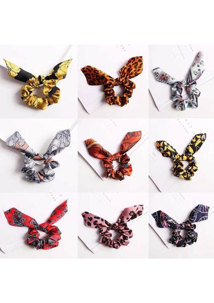 Moda Saç Scrunchies Takı At Kuyruğu Tutucu Kadın Saç Elastik Saç Bantları Kız Eşarp Papyon Saç Aksesuarları (Yurt Dışından)