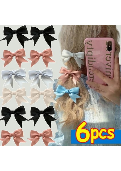 Zarif Yay Şerit Bobby Pin Saç Tokası Kawaii Ilmek Moda Basit Katı Saten Bahar Tokalarım Sevimli Kafa Bandı Tokalar Kızlar (Yurt Dışından)