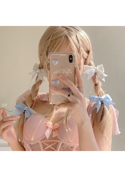 Zarif Yay Şerit Bobby Pin Saç Tokası Kawaii Ilmek Moda Basit Katı Saten Bahar Tokalarım Sevimli Kafa Bandı Tokalar Kızlar (Yurt Dışından) modelleri