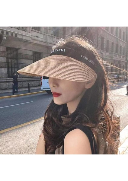 Rimiut Moda Hasır Dokuma Içi Boş Şapka Kadın Yaz Plaj Güneş Koruyucu Şapka Saç Bandı Kapaklar Yazlık Şapkalar Kadınlar Için (Yurt Dışından)