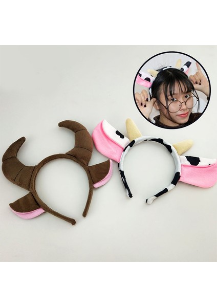 Yaratıcı Inek Sütü Boynuz Kulak Bandı Hayvan Cosplay Kostüm Saç Bandı Parti Sahne (Yurt Dışından) indirimleri