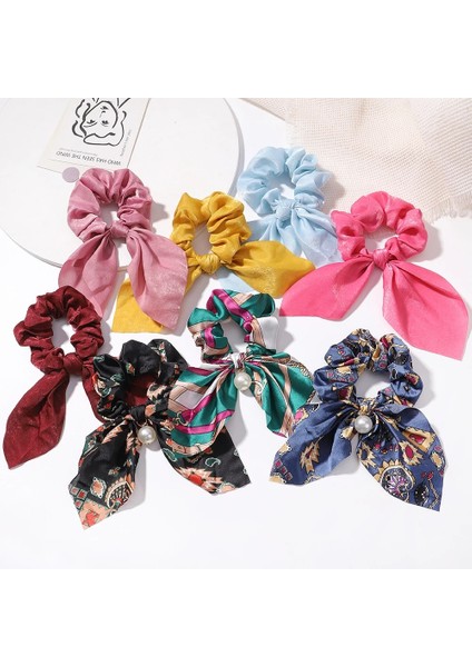 Adet/grup Kadın Kızlar Şifon Ilmek Ipek Saç Scrunchies Seti Inci At Kuyruğu Kafa Bandı Saç Halat Kafa Bandı Kızlar Saç Aksesuarları (Yurt Dışından) modelleri