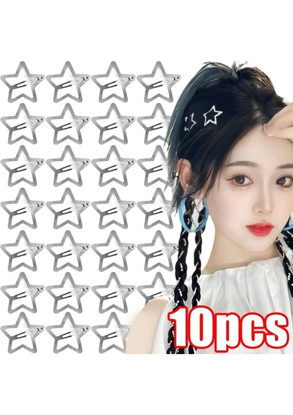 1/10 Adet Gümüş Yıldız Bb Saç Tokaları Kadın Grils Sevimli Metal Yıldız Saç Klipleri Yan Tokalarım Saç Kavrama Y2K Saç Aksesuarları Şapkalar (Yurt Dışından)