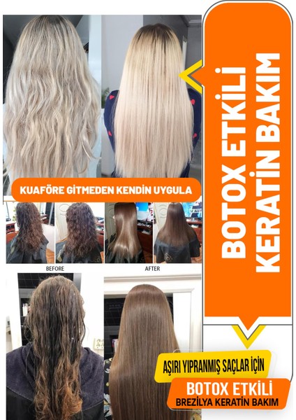 Saç Düzleştirici Keratin Bakımı Evde Uygulama Brezilya Fönü 1000ML+1000 ml 2 Adet Kokusuz Dumansız