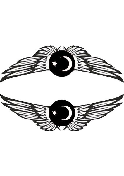 Ayyıldızlı Kanat Oto Yan Cam Sticker Sağ/sol 2 Adet 20 x 5 cm