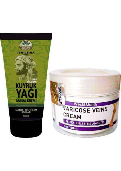 Kuyruk Yağı Dindirici Krem Kas Sırt Bel El Ayak Kullanım 50 ml + 1 Adet Varıcose Veins Cream West Mont Varıslere Krem