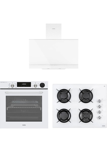 Vestel Eğik Beyaz Buharlı Lightfry Set