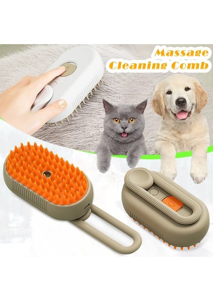 Buharlı Kedi Fırça 3 In 1 Elektrikli Sprey Köpek Saç Fırçaları Yumuşak Silikon Pet Epilasyon Fırçaları Evcil Hayvan Bakım Masaj Taraklar (Yurt Dışından)