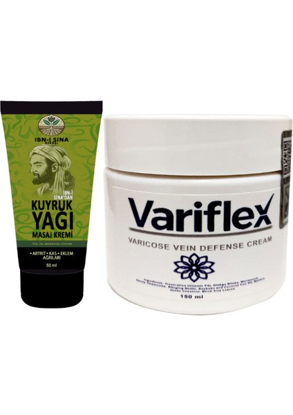Sırt Bel Kas El Ayak Dindirici Kuyruk Yağı Kremi 50 ml + Variflex Varicose Vein Defense Cream Varıslere Krem 150 ml