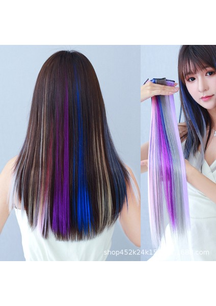 Kulak Asılı Boyalı Renk Peruk Seti Tek Klip Boyalı Peruk Şeridi Uzun Düz Saç Evde Görünmez Yüksek Sıcaklık Ipek Rengi (Yurt Dışından) fiyatları