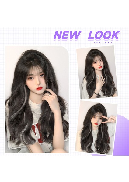 Peruk Seti Vurgu Boyalı Kadın Uzun Saç Tek Parça Saç Büyüme Hacmi Kabarık Görünmez Simülasyon V Şekilli Uzun Kıvırcık Saç Saç Uzatma Yaması (Yurt Dışından) indirimleri