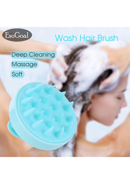 Esogoal Saç Yıkama Fırçası Saç Derisine Masaj Fırçası Silikon Kafa Kepek Önleyici Şampuan Saç Bakımı Masaj Tarak (Yurt Dışından)