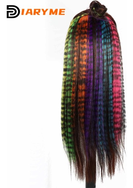 Sentetik Tek Kart Saç Uzatma Peruk Saç Kadınlar Için Uzun Düz Klipsli Renkli Zebra Hattı Tüy Saç Uzantıları Saç (Yurt Dışından) fiyatları