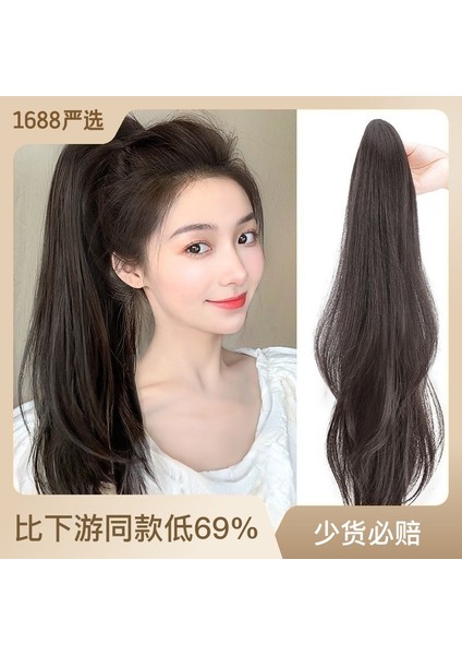 Peruk Kadın Uzun Saç Peruk At Kuyruğu Askısı Mikro Rulo Tutma At Kuyruğu Büyük Dalga Doğal Simülasyon Tutma Yüksek At Kuyruğu (Yurt Dışından)