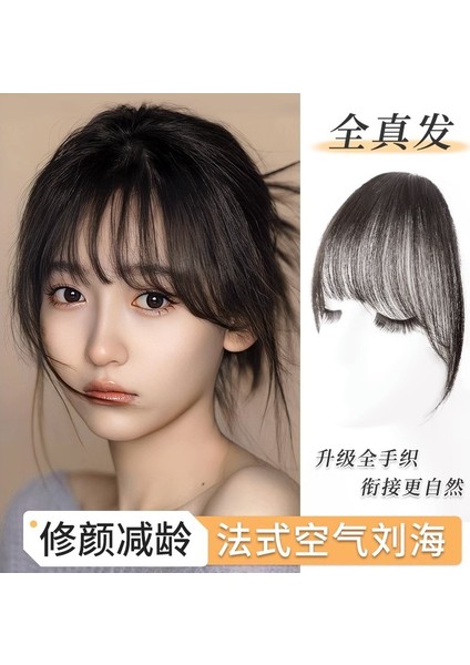 Hava Patlama Peruk Kadın Kafa Tam Gerçek Saç Doğal Alın Fransız Sahte Patlama Yama Ince Stil Düz Patlama (Yurt Dışından)