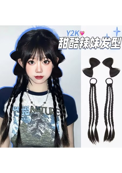 Kadınlar Için Peruk Y2K Sıcak Kız Yay Örgülü Boks Örgü Çift At Kuyruğu (Yurt Dışından) fiyatları
