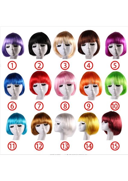Cadılar Bayramı Renk Öğrenci WIGBOB0HEAD Parti Malzemeleri Giydirme Öğrenci Kafası Kısa Peruk Bobhaircut Sahne (Yurt Dışından)