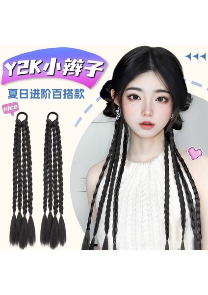 Y2K Kılçık Boks Örgü Yüksek At Kuyruğu Peruk Kadın Ördek Gagası Klip Yay Simülasyon Saç Çanta Tatlı Serin Büküm Örgü (Yurt Dışından) fiyatları