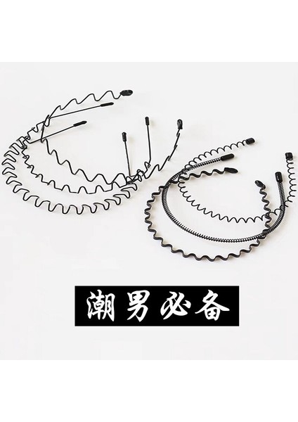 Saç Bandı Kafa Bandı Çelik Erkek Kadın Cekak Rambut Besi Lelaki Saç Bandı 加宽加厚洗脸发箍网红男女金属波浪形头箍男 (Yurt Dışından) modelleri