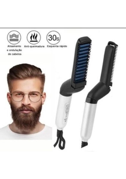 Erkek Çok Fonksiyonlu Saç ve Sakal Tarak Modelleme Tarak Kişisel Bakım Elektrikli Fırça Sakal Düz Moda Modelleme Aracı (Yurt Dışından)