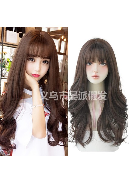 Internet Ünlü Peruk Kadın Uzun Kıvırcık Saç Büyük Dalga Ince Hava Patlama Saç Modeli Gerçekçi Peruk Kılıf Tam Kafa Peruk Stokta (Yurt Dışından)