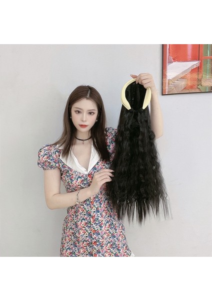 Saç Bandı Peruk Kadın Su Dalgalanma Kimyasal Elyaf Yarım Başlık Simülasyon Saç Uzun Kıvırcık Saç (Yurt Dışından)