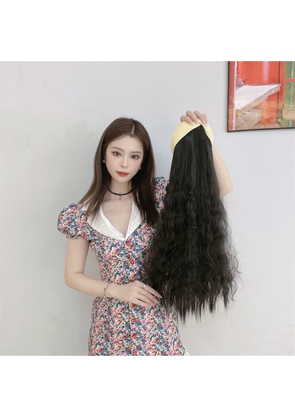 Saç Bandı Peruk Kadın Su Dalgalanma Kimyasal Elyaf Yarım Başlık Simülasyon Saç Uzun Kıvırcık Saç (Yurt Dışından) fiyatları