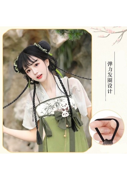 Hiçbir Peruk Kadın Kimyasal Elyaf Uzun Saç Boks Örgüsü Çift At Kuyruğu Arkaik Headdress Hamur-Büküm Tarzı Bezler Tek Parça (Yurt Dışından) modelleri