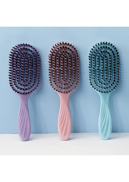 Eliptik Oyma Saç Derisi Masaj Tarak Saç Fırçası Islak Kıvırcık Detangle Saç Fırçası Salon Kuaförlük Şekillendirici Araçları (Yurt Dışından)