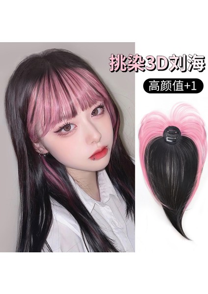 3D Boyalı Patlama Peruk Kadın Kafa Doğal Alın Görünmez Dikişsiz Saç Parçası Saç Hava Pembe Sahte Patlama (Yurt Dışından)