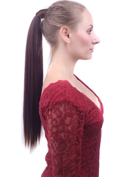 Velcro At Kuyruğu Gerçekçi Mat Ipek Uzun Düz Peruk At Kuyruğu Velcro Sarma Peruk Düz Saç At Kuyruğu (Yurt Dışından) modelleri