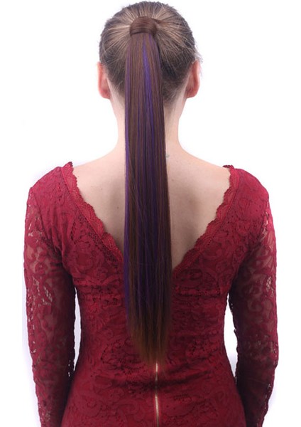 Velcro At Kuyruğu Gerçekçi Mat Ipek Uzun Düz Peruk At Kuyruğu Velcro Sarma Peruk Düz Saç At Kuyruğu (Yurt Dışından) fırsatları