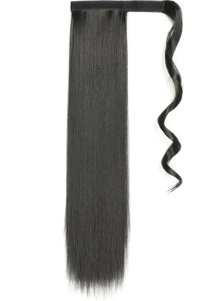 Velcro At Kuyruğu Gerçekçi Mat Ipek Uzun Düz Peruk At Kuyruğu Velcro Sarma Peruk Düz Saç At Kuyruğu (Yurt Dışından) indirimleri