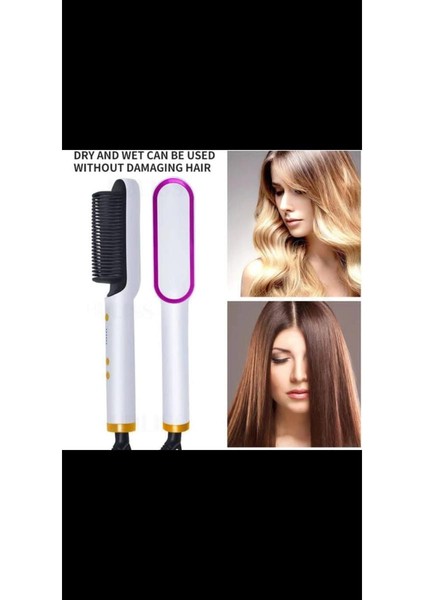 FH909 Elektrikli Saç Düzleştirici Tarak 2'si 1 Arada Saç Düz ve Kıvırcık Şekillendirici (Yurt Dışından)