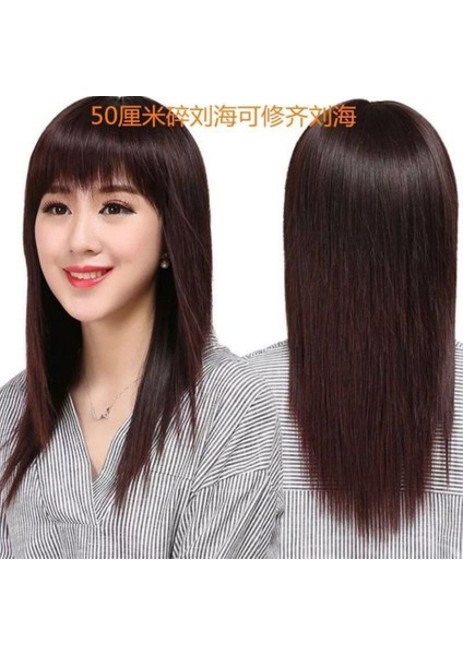 Peruk Kadın Orta Uzun Düz Saç Tam Baş Peruk Uzun Saç Gerçekçi Peruk Kılıf Orta Yaşlı Anne Peruk Düz Kakül Uzun Saç (Yurt Dışından) modelleri