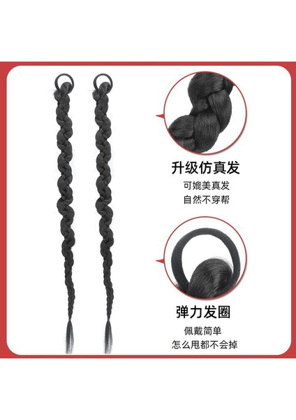 Yeni Çin Tarzı Peruk Kadın At Kuyruğu Boks Örgü Antik Büküm Büküm Örgü Uzun Örgü Bağlı Peruk Örgü Çift At Kuyruğu (Yurt Dışından) modelleri